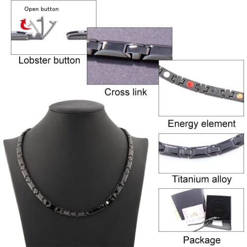 Necklace for women lucky cross choker energy collares fashion black chain Germanium Necklace Man Women Necklace Titanium chain