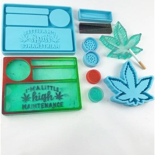 Rolling Makeup Storage Tray Serving Board Ashtray Combination Epoxy Resin Mold Herb Spice Mills Grinder Silicone Mould