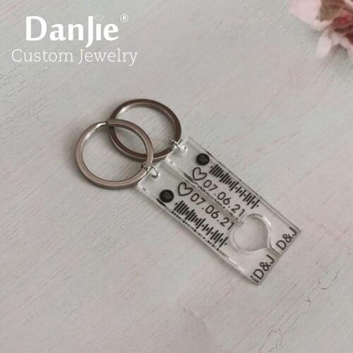 Custom Acrylic Music Spotify Code Keychain Set Personalized Date Code Initials Heart Key Door Rings Couples Friends Gifts