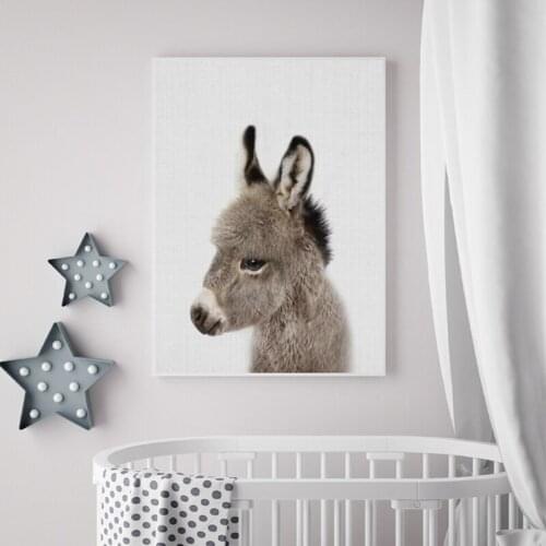 Farm Animal Donkey Posters and Prints Canvas Art Painting Wall Art Nursery Decorative Picture Nordic Style Baby Room Decoration