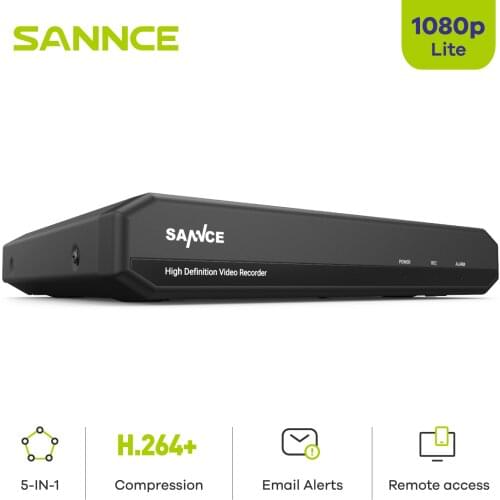 SANNCE 16CH 1080N 5-in-1 CCTV DVR 16 Channels 1080P Output Video Recorder H.264 Remote Access Motion Detection Email Alert