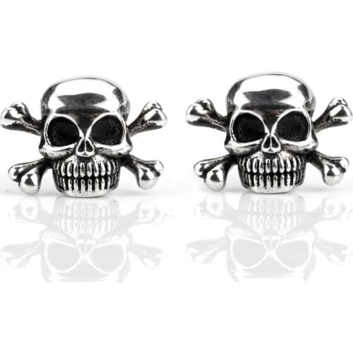 Skull Earrings 925 Sterling Silver Skeleton Pirates Vintage Gothic Unisex Stud Earrings For Men Women Lovers Hollow Jewelry