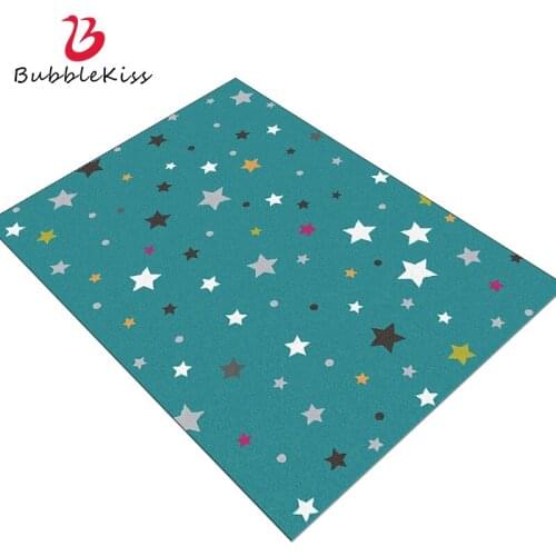 Bubble Kiss Cyan Green Color Modern Living Room Carpets Soft Anti-Static Home Decor Stars Pattern Non-Slip Floor Rug Customized