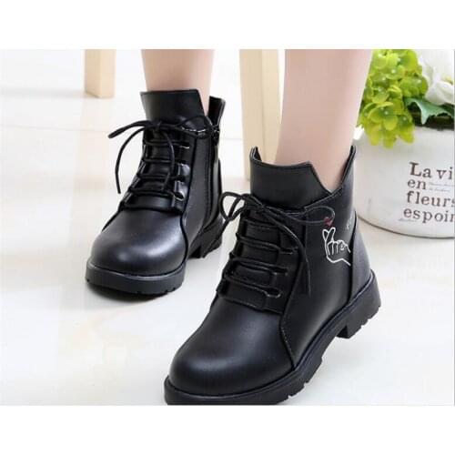 Keep warm Children Non-slip plus velvet boots PU Leather Waterproof Boots Winter Kids Snow Boots Girls Boys Shoes Rubber Boots