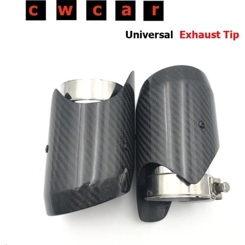 1 piece High Quality Outlet 89/101/114mm Exhaust pipes Carbon fiber Glossy stainless steel Universal Car tuning muffler tailpipe