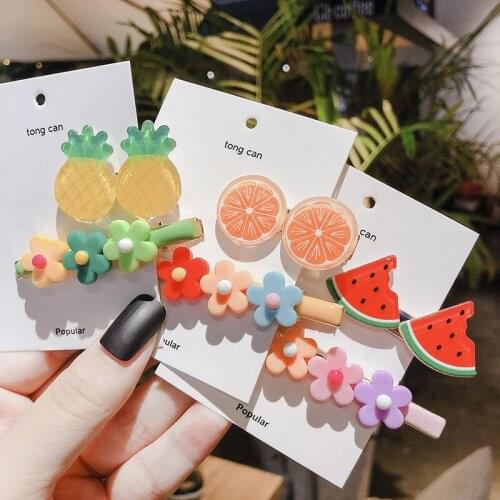 Korea Style Haipins Cute Candy Color Fruit Watermelon Banana Pineapple Small Hair Clips for Girl Child Fashion Hair Accessories