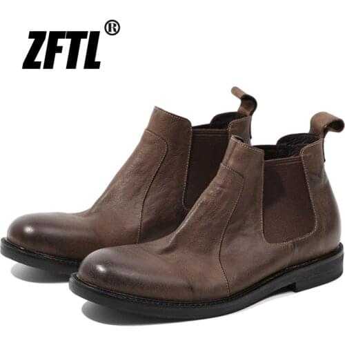 ZFTL NEW mens Chelsea ankle boots casual retro handmade man boots mens British style Genuine Leather male martins bots 2020