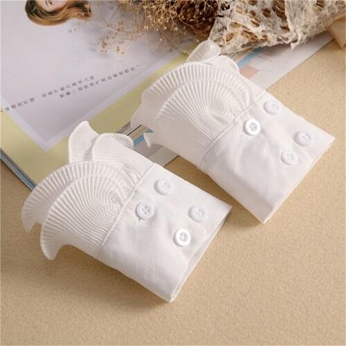 Women Girls Fake Sleeves Floral Lace Pleated False Cuffs Arm Cover Detachable Cuffs Sweater Blouse Apparel Wrist Warmers