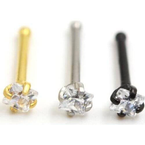 1 Piece 20Gx6x2mm Stainless Steel Zircon Heart Round Nose Ring Ear Cartilage Wrap Ring Tragus Earring Piercing Jewelry 1.0mm 18G