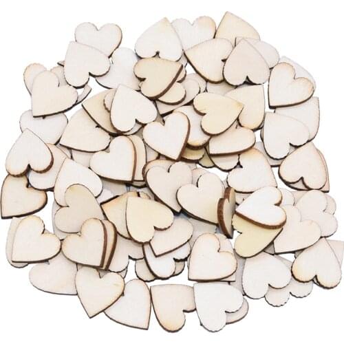 1Pack Wood Slices Discs Wood Heart Love Blank Unfinished Natural Crafts Supplies Wedding Ornaments