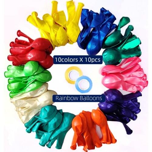10 inch Latex Party Balloons 100Pcs in 10 Assorted Colors Birthday Party Decoration Balloons Baby Shower Supplies Fast Shipping