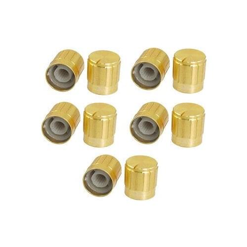 10 x Volume Control Rotary Knobs Gold Tone for 6mm Knurled Shaft Potentiometer