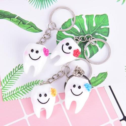 2pcs/set Lovely Cartoon Dental Simulation Tooth Pendant Keychain Women Girls Bag Hanging Accessories Gift