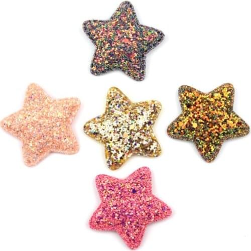 20Pcs 5cm Glitters Star Shape Shiny Padded Appliques for Kids Hair Clip clothes Decor Ornament and Garment Accessoires wholesale