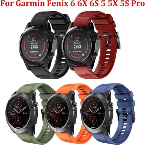 26 20 22MM Silicone Quick Release Watchband Strap for Garmin Fenix 5X Plus Watch Easy fit Wrist Band Strap For Fenix 5 5s Watch