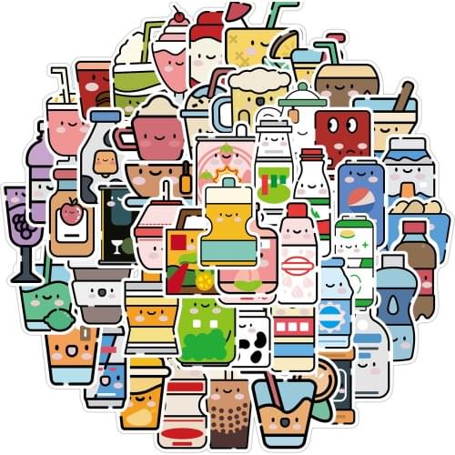 50pcs cute cartoon drink cup graffiti stickers luggage motorcycle notebook waterproof stickers wholesale customization