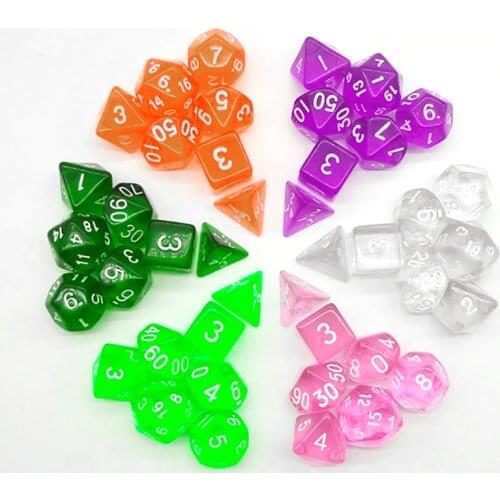 7PCS/SET Transparent Dice 12 Kinds Option Sculpture Digital Dice Set Game Accessories