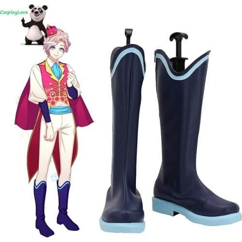 A3! Sakisaka Muku Blue Shoes Cosplay Long Boots Leather Custom Made For Halloween Christmas