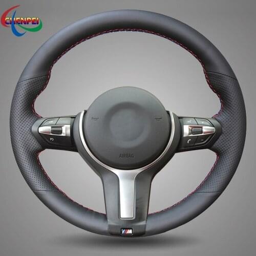 DIY Anti-Slip Black Leather Car Steering Wheel Cover For BMW M Sport F30 F31 F25 F32 F33 F36 F34 F10 F11 F07 X3 X1 F48 X2 F39