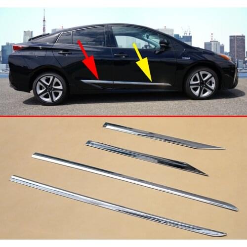 Chrome Door Body Strips Molding For Toyota Prius Prime 2016-2020 2021 Accessories