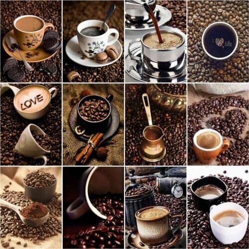 HUACAN Coloring By Number Coffee Oil Painting Art Gift DIY Pictures By Number Cup Kits Home Decoration