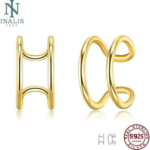 INALIS 925 Sterling Silver Clip Earrings For Women Minimalist Gold Earring Female Anniversary Fashion Jewelry Recommend On Sale