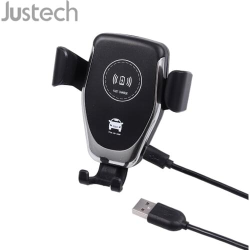 Justech 10W Car Air Vent Wireless Charger Gravity Sensor Clamping Type For iPhone X/8/8 Plus 360° Rotation Fast Charge Charger