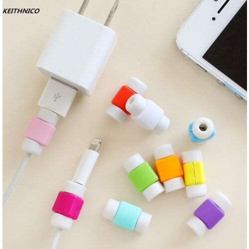 KEITHNICO 10Pcs Cable Protector Data Line Colourful Cord Protector Protective Case Cable Winder Cover For iPhone USB Charging