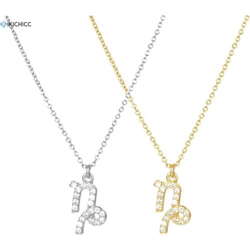 Kikichicc 925 Sterling Silver Gold Capricornus Zodiac Pendant Necklace Crystal Luxury Simple Zircon Jewelry For 2020 Fashion