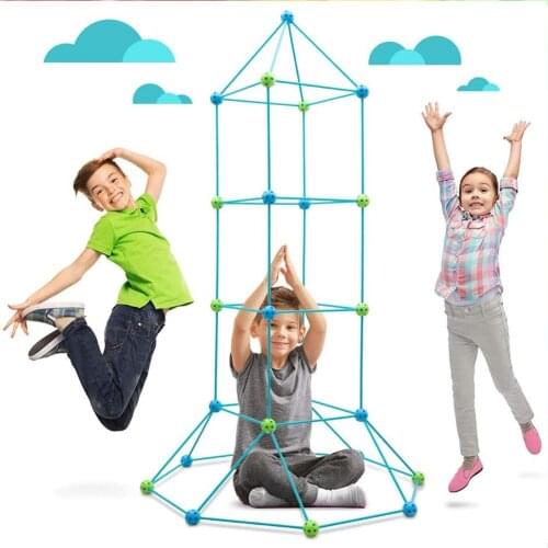 Kids Construction Fort Building Kit Build Making Kits Toys for Boys Girls DIY Building Castles Tunnels Tent Rocket Tower