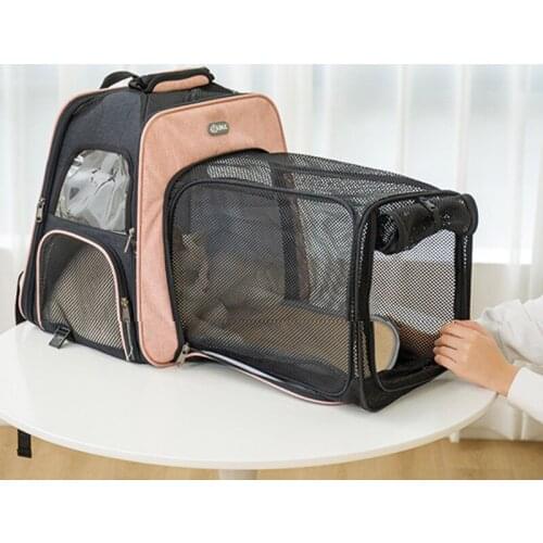 The new summer dog cat bag ultra-light storage Dual backpack pet backpack portable folding pet carrier external expansion