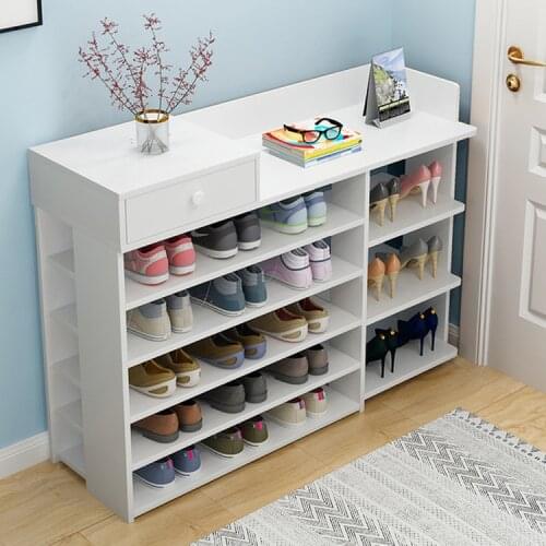 Multi-layer shoe rack shoe cabinet storage with doors home space saving MDF wooden shoe shelf storage organizer