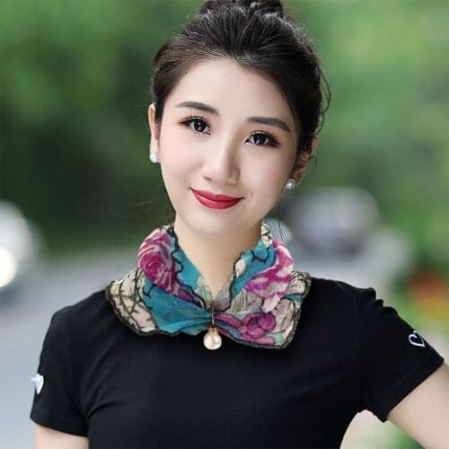Fashion Lace Variety Scarf Necklace Creative Fake Pearl Pendant Scarf Chiffon Loop Scarf For Women Clothing Accessories
