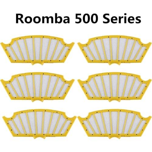 6pcs washable Accessories Filter For Irobot Roomba 500 510 520 530 540 550 560 570 580 Robotic Vacuum Cleaner Spare Part