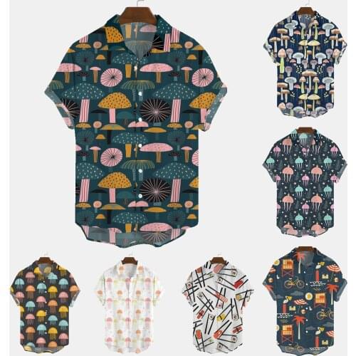 Bababuy 2021 Plus Size Mens Shirts Floral Printed Short Sleeve Shirts Summer Casual Hawaiian Flower Beach Tops
