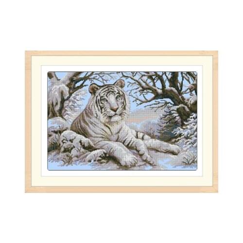 Top Quality Lovely Hot Sell Counted Cross Stitch Kit The Bengal Tiger in Winter Snow Tiger riolis 1184