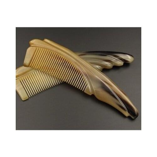 Natural Anti-static Ox Buffalo Horn Massage Two-side Carving Comb Hair Care Brush Comb Pointed Handle Hairbrush Combs Gift Sale