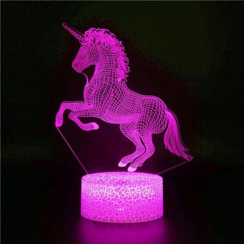 Newest 3W Remote Or Touch Control 3D LED Night Light For Unicorn Shaped Table Desk Lamp Xmas Home Decoration Lovely Gifts Kids