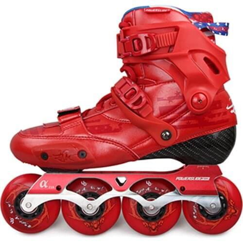 2019 Original Powerslide EVO Hardcore Red Carbon Fiber Inline Skates Street Adult Roller Skating Shoes Free Skating Patines
