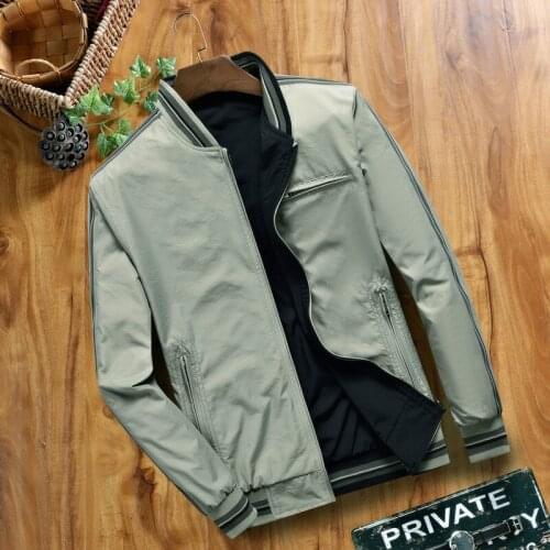 Autumn and Winter Mens Double-sided Wear Jacket Casual Jacket V-neck Thin Micro-elastic Fashion Jacket Men