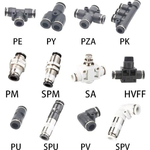 Pipes Pneumatic Fittings Butt Joint 4/6/8/10/12/14/16mm Compressor Air Hose Accessories Quick Connectors One-way Connect Parts