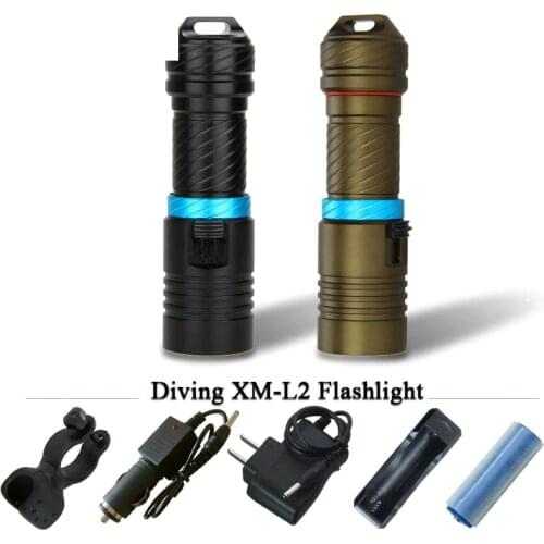 Portable 8000LM L2 LED Waterproof Torch Flashlight Light Scuba 100m Underwater Diving Flashlights 18650 or 26650 battery lamp