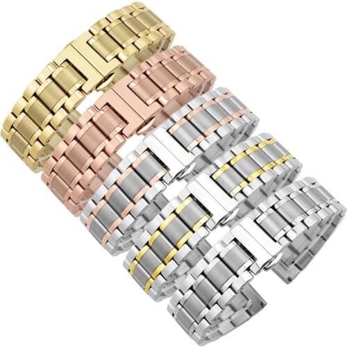 Stainless Steel Band Watch Strap Metal Wristband 14mm 15mm 16mm 17mm 18mm 19mm 20mm 21mm 22mm 23mm 24mm Width for Gift