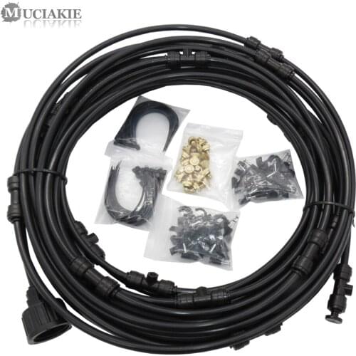 MUCIAKIE DIY Garden Drip Irrigation System Watering Cooling Kits with PE 1/4'' Hose Lock Tee Connectors with Brass Nozzle Fixed