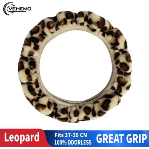 Universal Car Steering Wheel Covers Fashion Leopard Pattern Autumn and Winter 37-39cm Steering Wheel Steering Wheel Wrap
