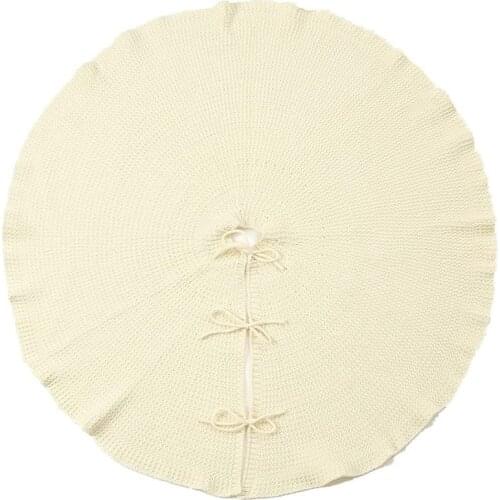 Christmas Tree Skirt,Ruffled Tree Skirt 48 Inches Knit Knitted Rustic Xmas Holiday Decoration Large Xmas Tree Collar Mat