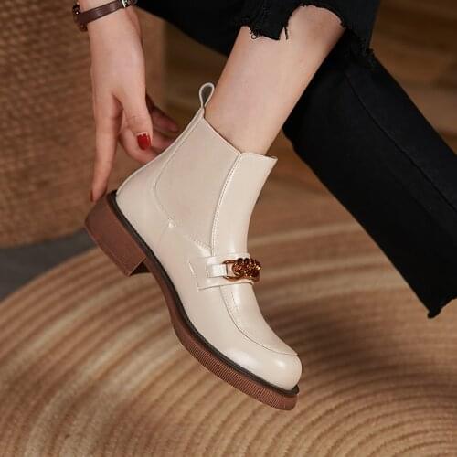 2021 Autumn/Winter Women Shoes Women Boots Ankle Boots Zapatos De Mujer Platform Heels Chunky Boots Brock Shoes Genuine Leather