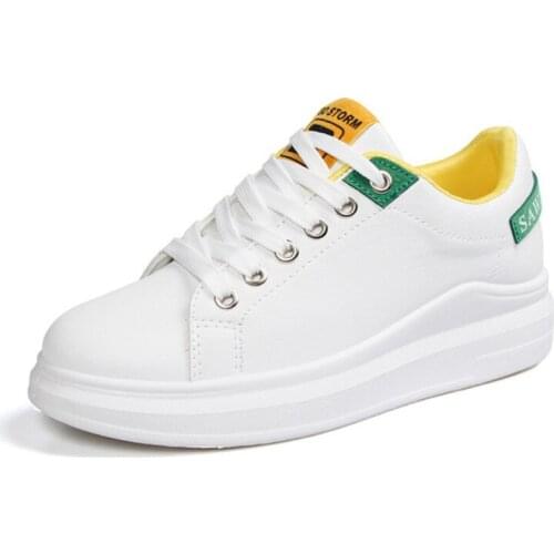 New Sneakers Women 2020 Breathable PU Casual Shoes Female Fashion Sneaker Lace Up High Leisure Women Vulcanize Shoe Platform