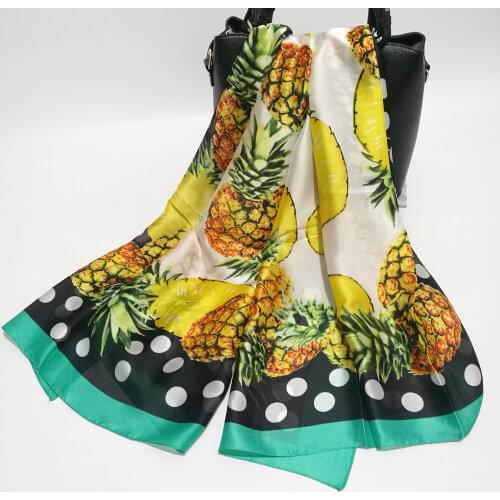Women Summer Silk Beach Scarf New Fashion Pineapple Pattern Luxury Foulard Silk Shawls Scarfs Ladies Party Accessories