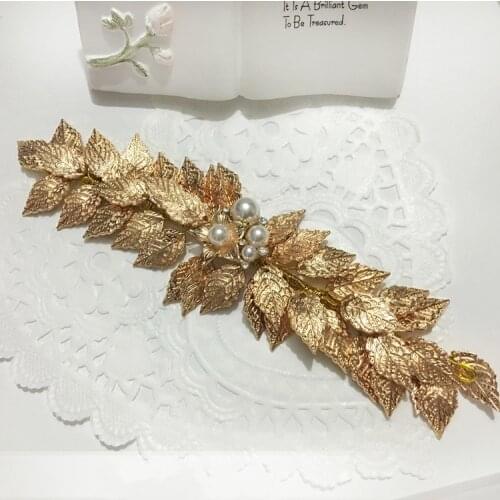 Handmade Gold Flower Leaf Tiara Wedding Hair Vine Accessories Jewelry Bridal Headpiece Vintage Hair Accessories For Weddings